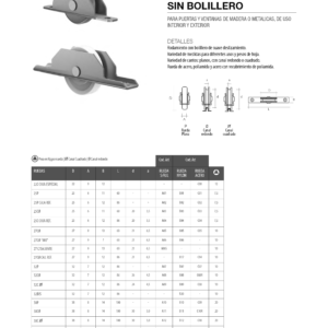 Nylon y acero con rulemán